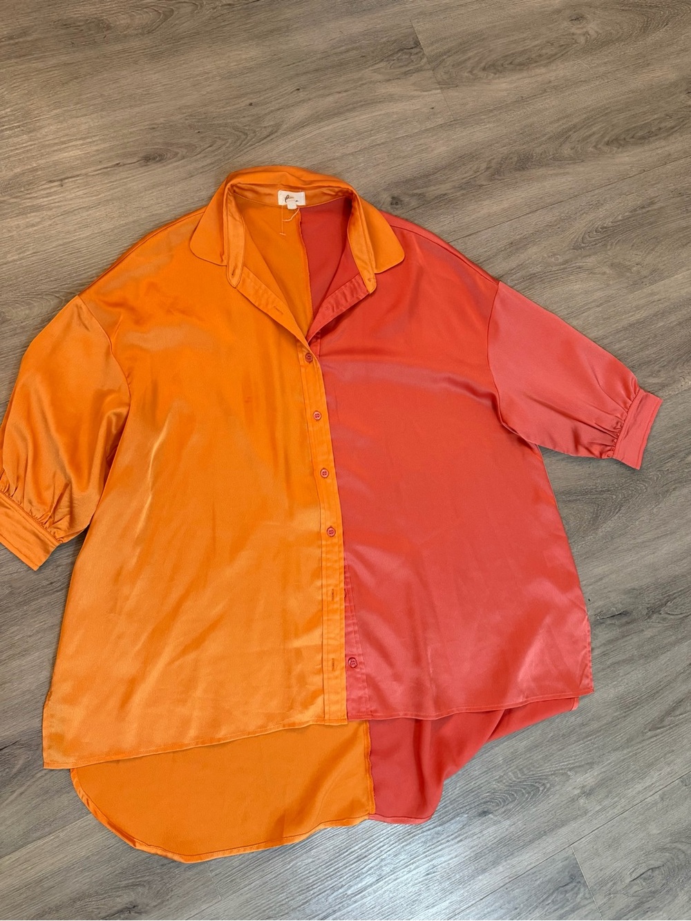 Two-Tone Orange & Coral Short-Sleeve womens blouse